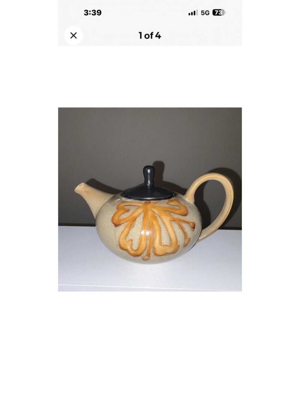 Vintage Pier 1 Imports Kioko Hand-Painted Stoneware Teapot Abstract